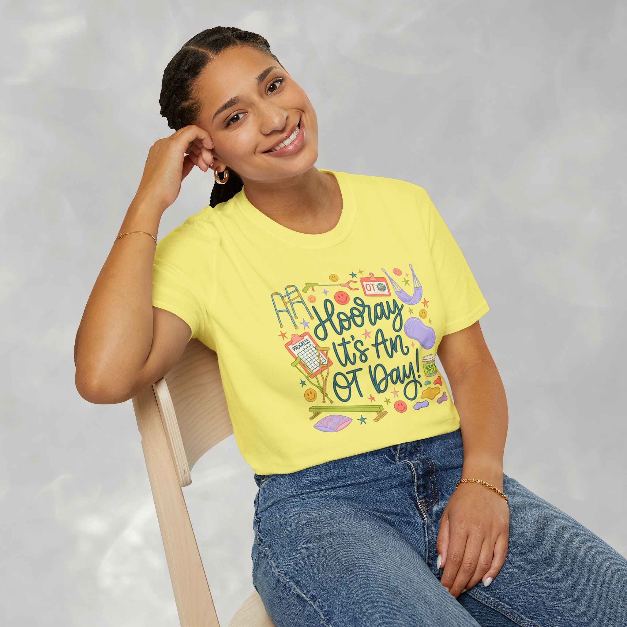 Hooray It's an OT Day, Cute, Playful, Pediatric Occupational Therapy, OTR, COTA Gildan Unisex Softstyle T-Shirt