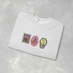 Cute Halloween Spooky Stamps with Cat, Jack-O-Lanter, Skeleton, Gildan Unisex Heavy Blend™ Crewneck Sweatshirt