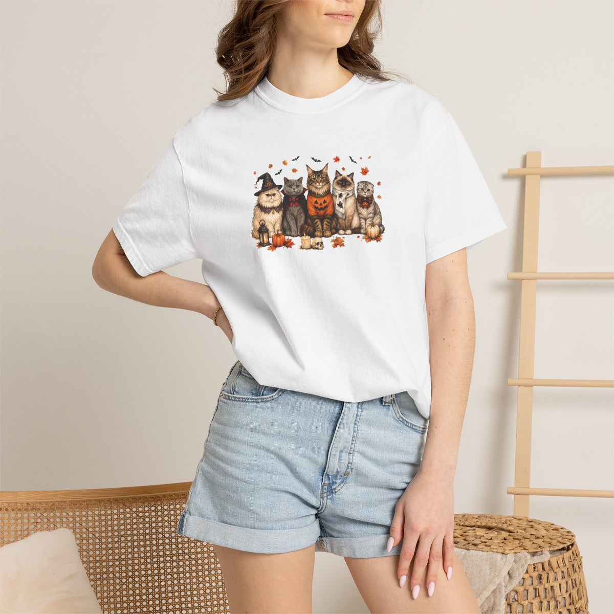 Retro Cats in Halloween Costumes Unisex Comfort Colors Tee
