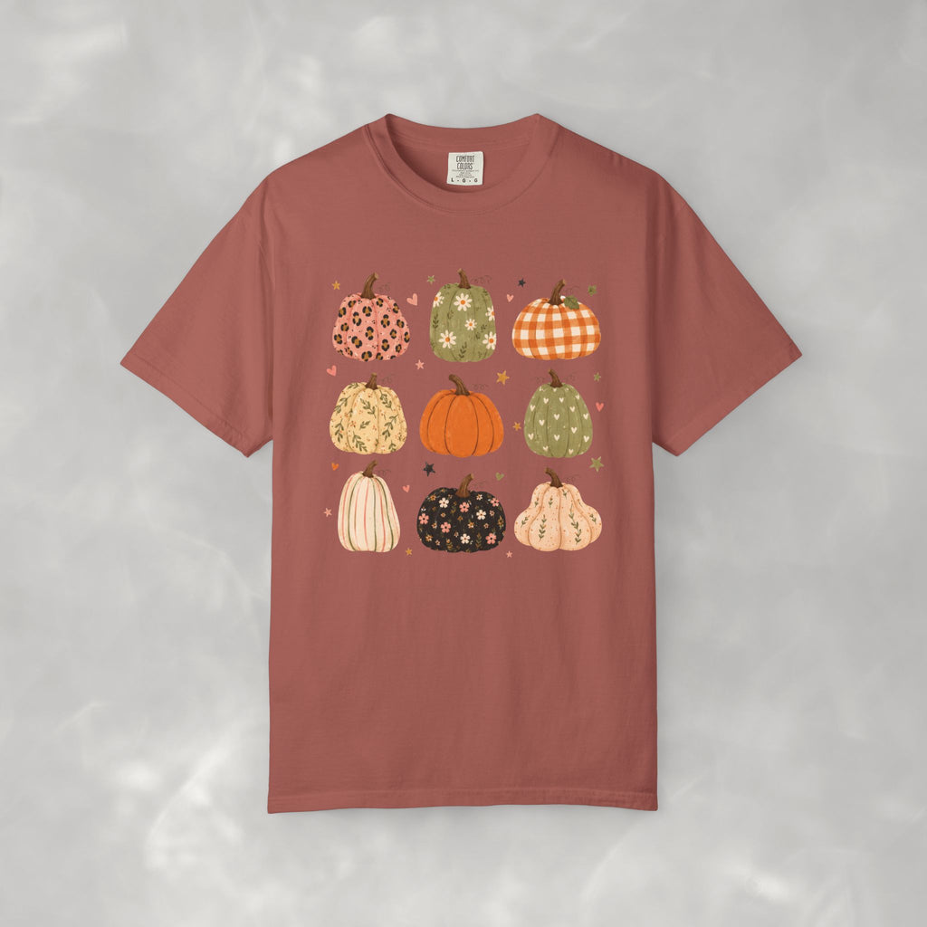 Whimsical Autumn Pumpkins Comfort Color Garment-Dyed T-shirt for Fall, Thanksgiving