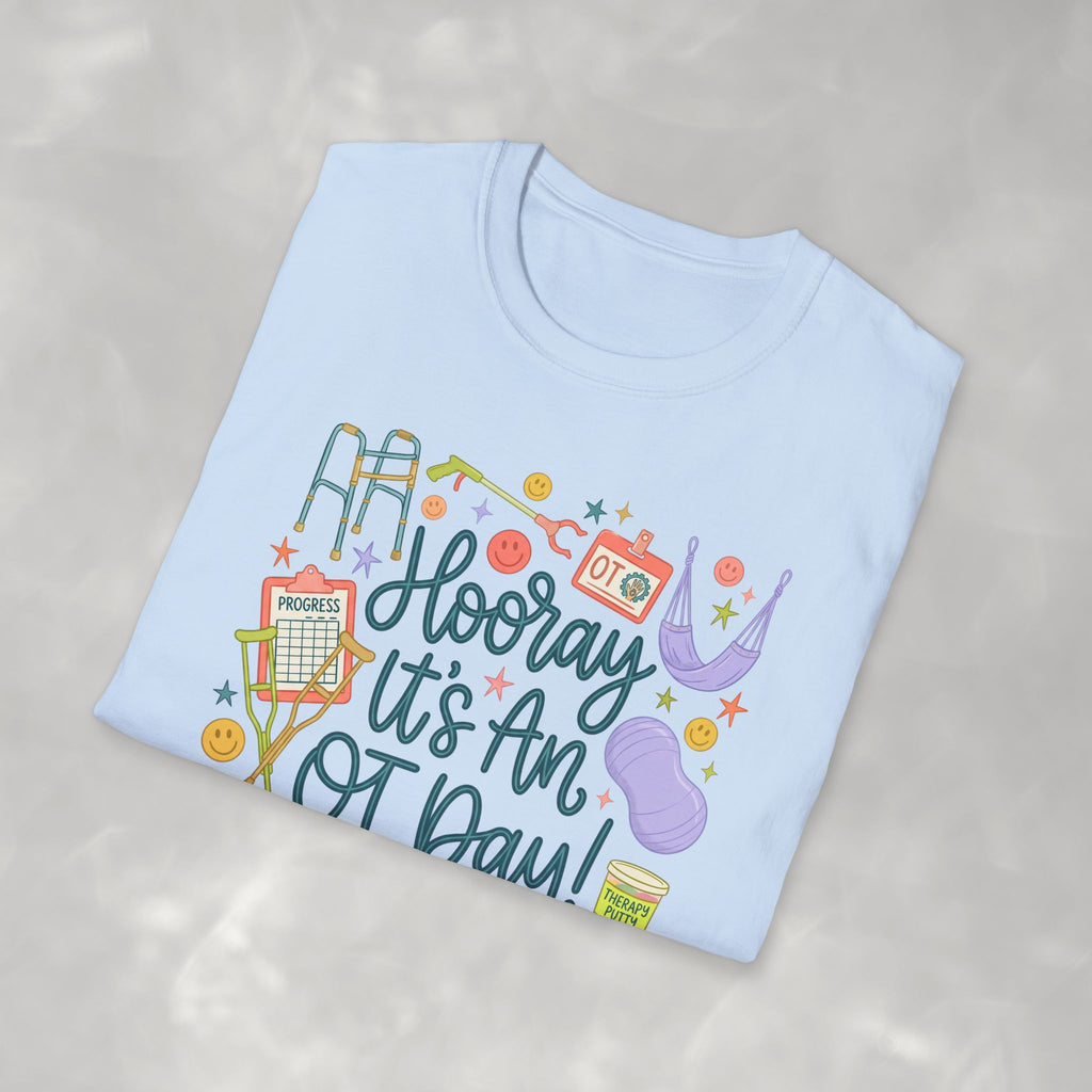 Hooray It's an OT Day, Cute, Playful, Pediatric Occupational Therapy, OTR, COTA Gildan Unisex Softstyle T-Shirt