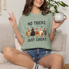 No Tricks Just Chicks, Funny Halloween Chickens in Costumes, Comfort Colors Tee