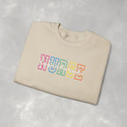Colorful Rainbow Whimsical Varsity Registered Nurse Gildan Unisex Heavy Blend™ Crewneck Sweatshirt