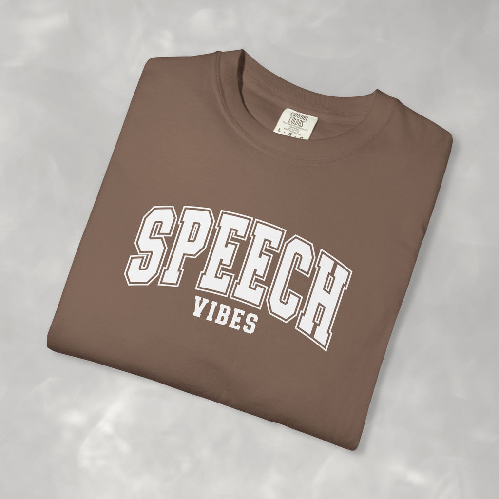 Speech Vibes, Unisex Comfort Colors Tee for SLP, SLPA, Speech Therapy