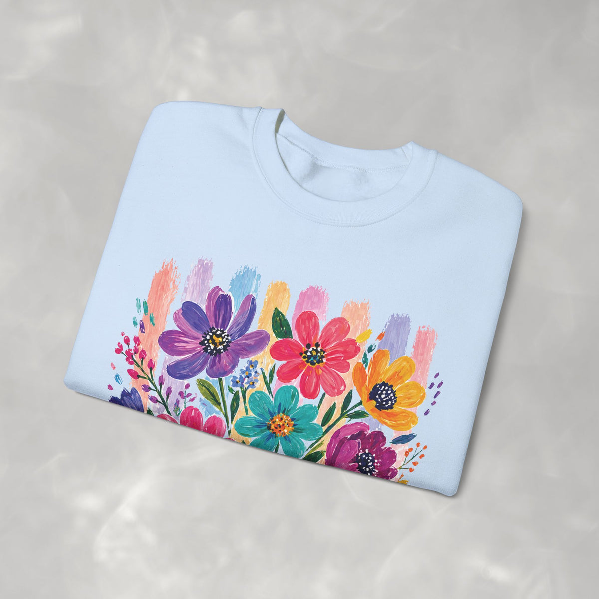 Boho Floral Striped Gildan Unisex Heavy Blend™ Crewneck Sweatshirt