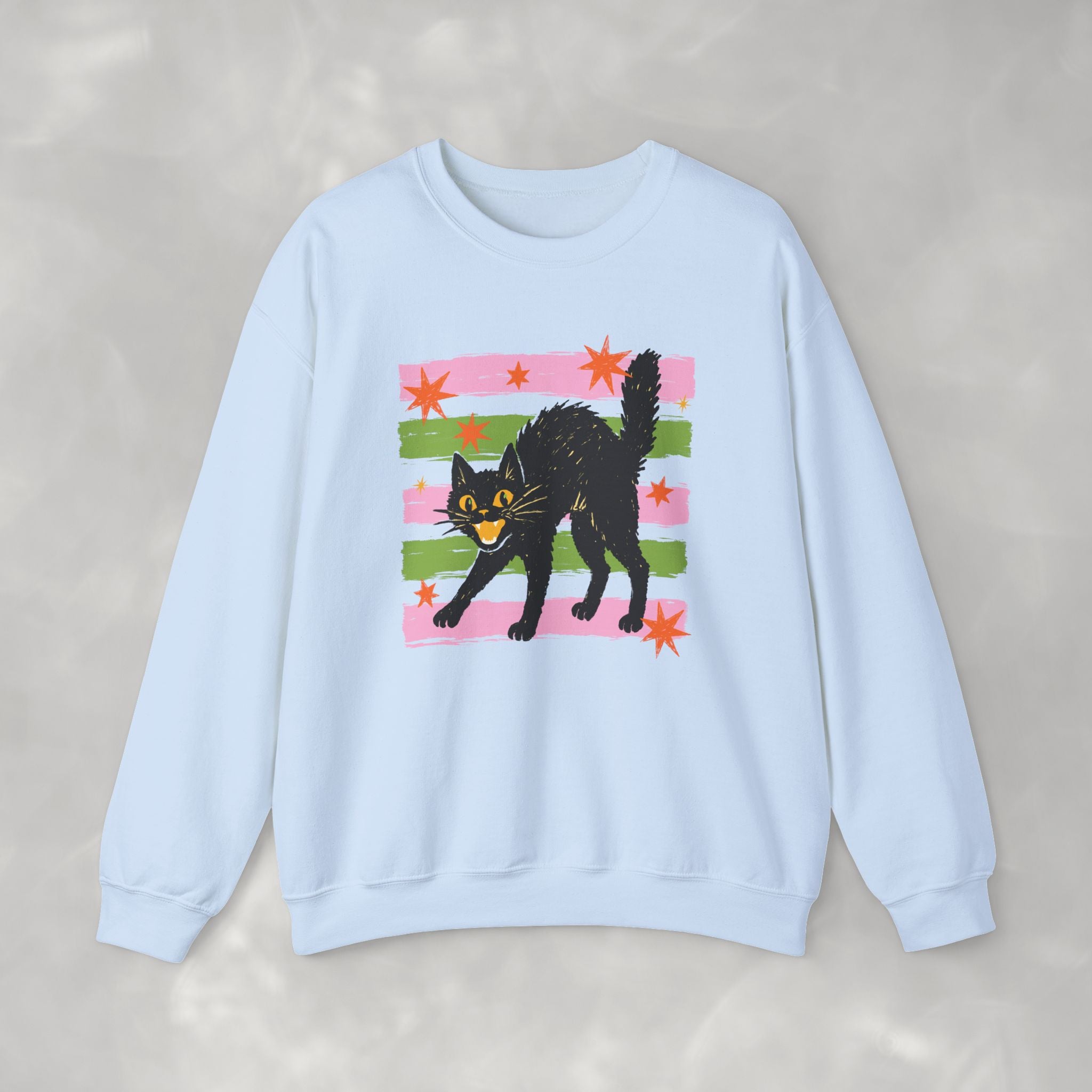 Spooky, Cute Black Cat, Halloween, Gildan Unisex Heavy Blend™ Crewneck Sweatshirt