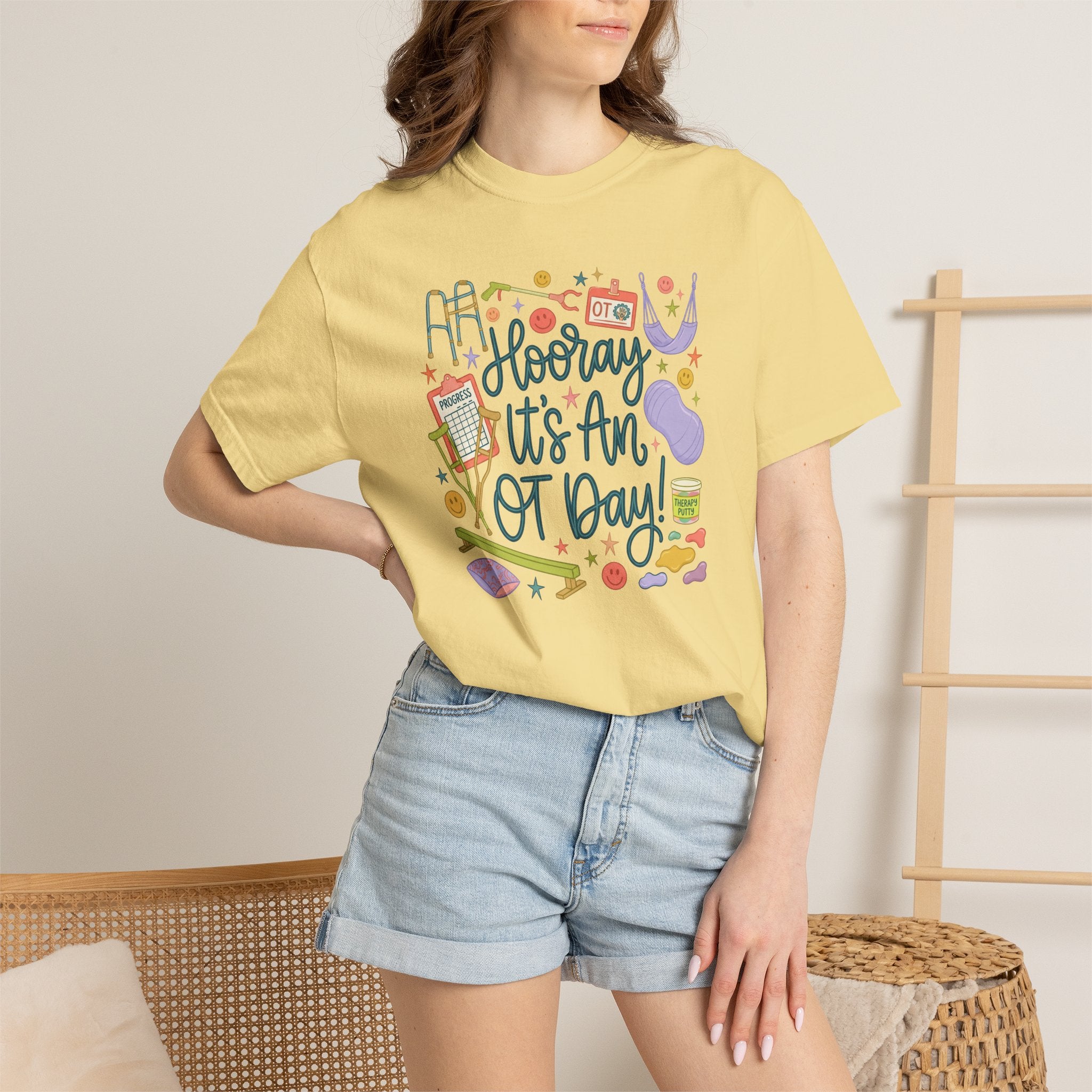 Hooray It's an OT Day, Cute, Playful, Pediatric Occupational Therapy, OTR, COTA Comfort Colors Tee
