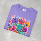 Boho Floral Stripes Comfort Colors Tee