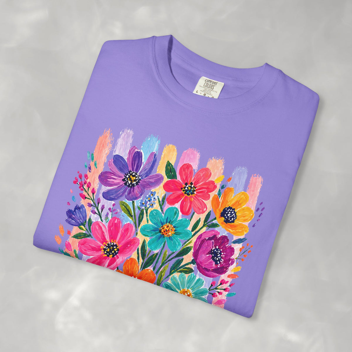 Boho Floral Stripes Comfort Colors Tee