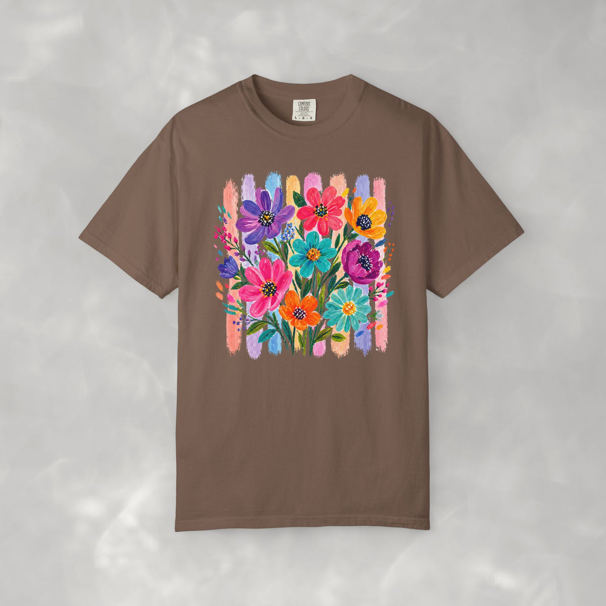 Boho Floral Stripes Comfort Colors Tee