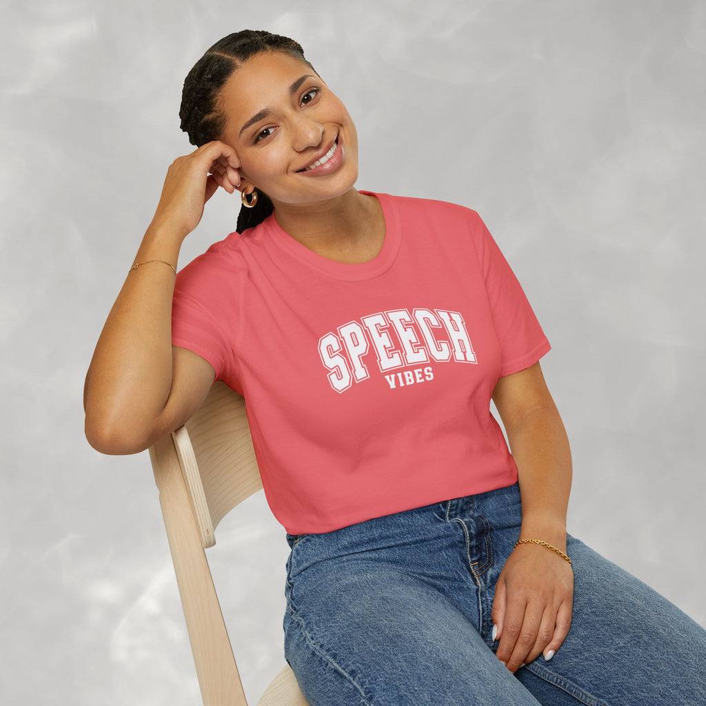 Speech Vibes Gildan Unisex Softstyle T-Shirt for SLP, SLPA, Speech Therapy