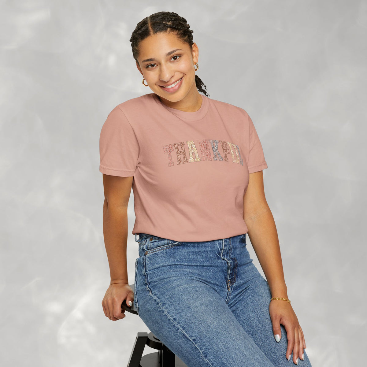 Boho Cute Thankful Comfort Colors Garment-Dyed T-shirt for Thanksgiving