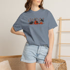 Cute Black Cats Playing in Autumn Leaves Comfort Colors Tee