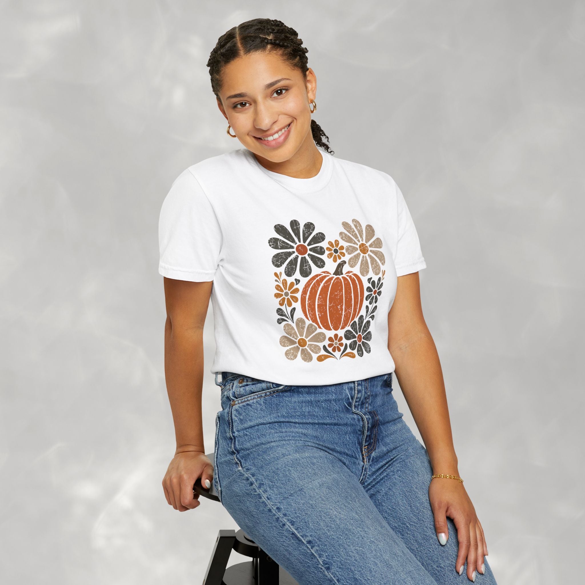 Retro Fall, Autumn Pumpkin Comfort Colors Tee