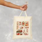 Hello Fall, Cute Autumn Collage Double-Sided Cotton Canvas Tote Bag