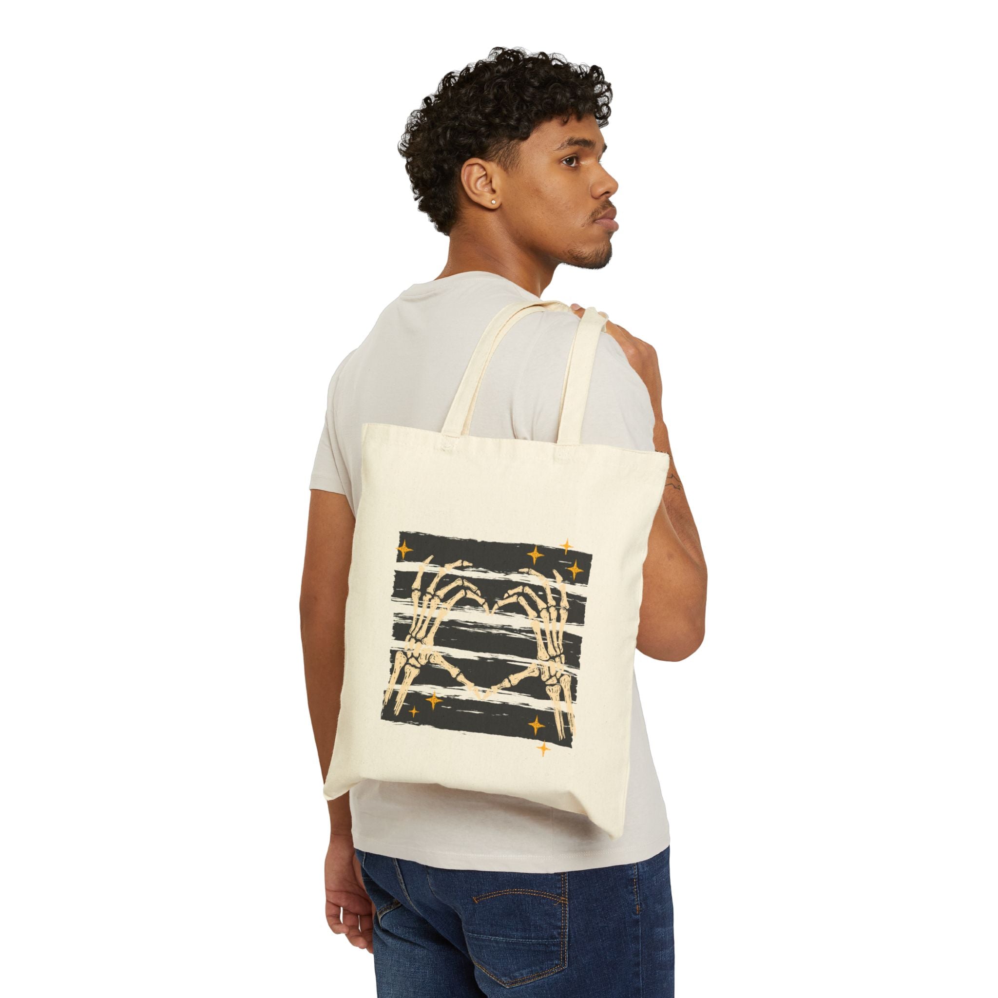 Spooky Skeleton Hands, Cute Halloween Double-Sided Cotton Canvas Tote Bag