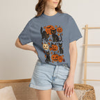 Spooky Black Cats and Jack-O-Lanterns, Unisex Comfort Colors Tee