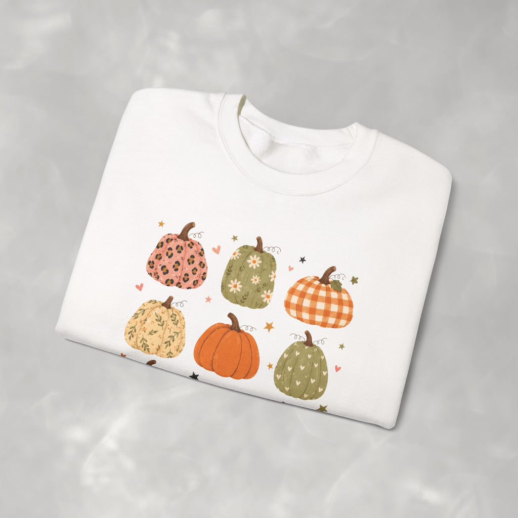 Whimsical Autumn Pumpkins Gildan Unisex Heavy Blend™ Crewneck Sweatshirt for Fall, Thanksgiving
