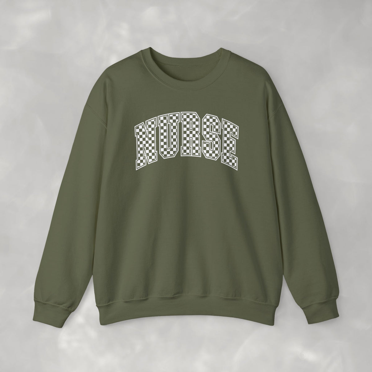 Nurse Checkered Gildan Unisex Heavy Blend™ Crewneck Sweatshirt for RN, LPN, GN, Nursing Students