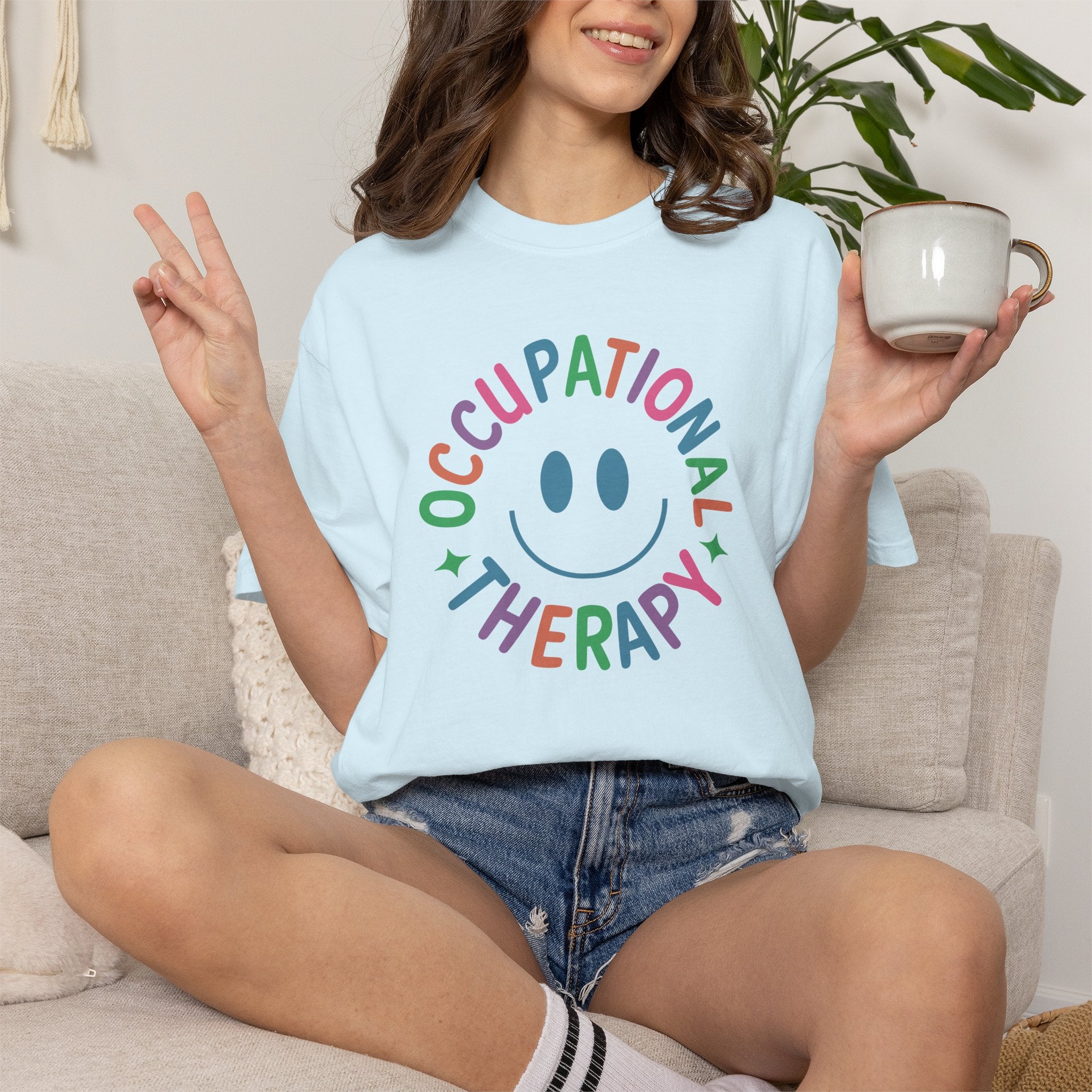 Occupational Therapy, Cute Playful Smile, OT, COTA Comfort Colors Tee