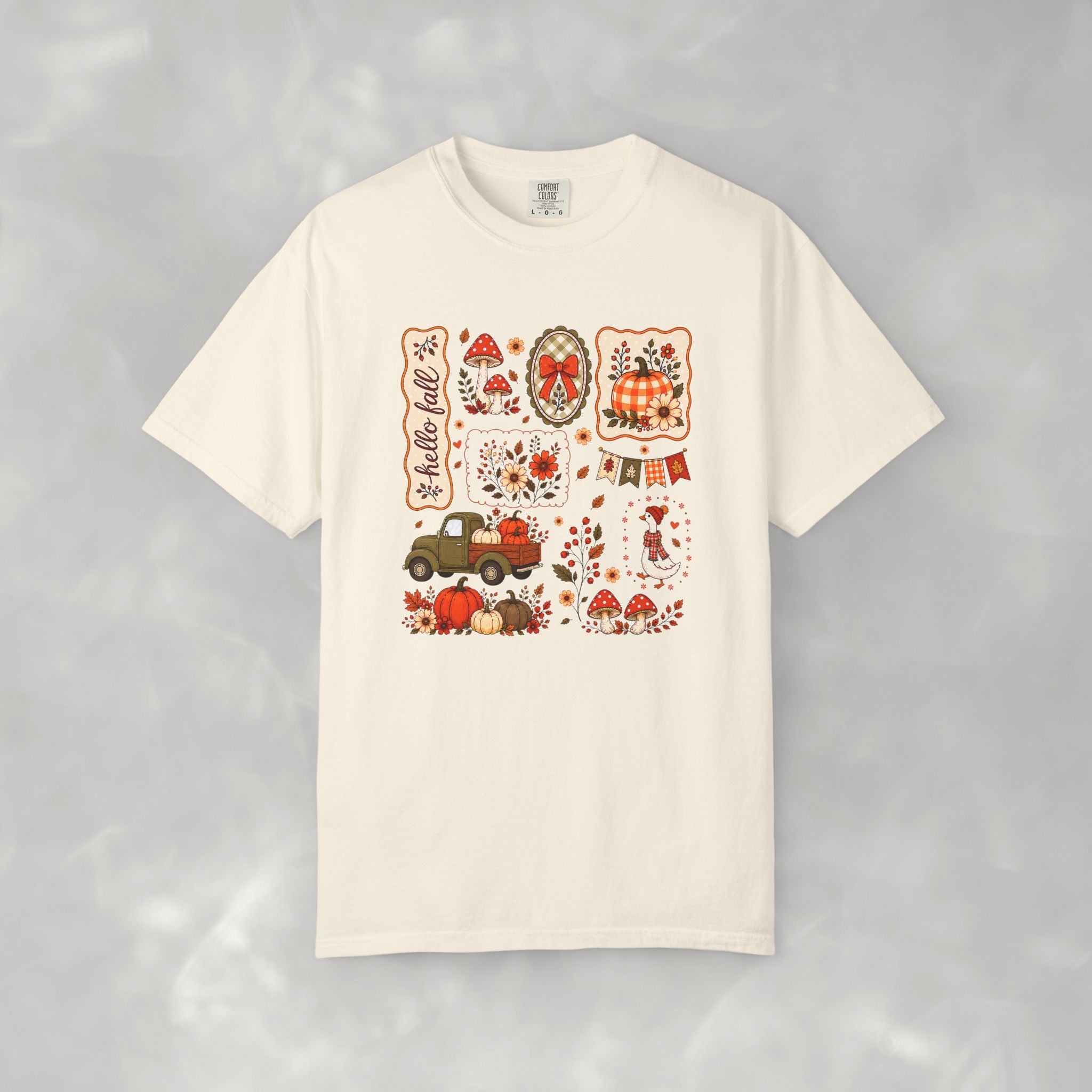 Hello Fall Cute Autumn Collage Comfort Colors Tee