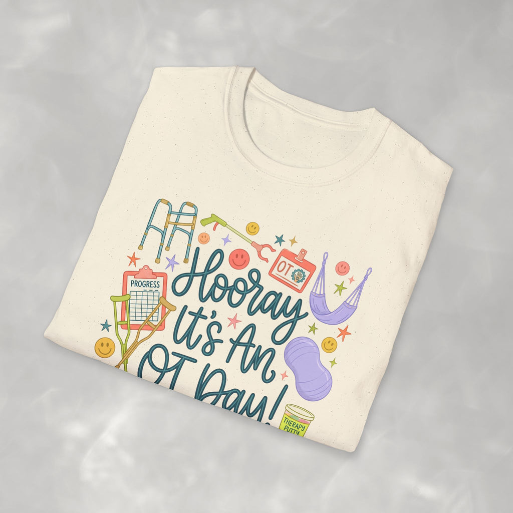 Hooray It's an OT Day, Cute, Playful, Pediatric Occupational Therapy, OTR, COTA Gildan Unisex Softstyle T-Shirt