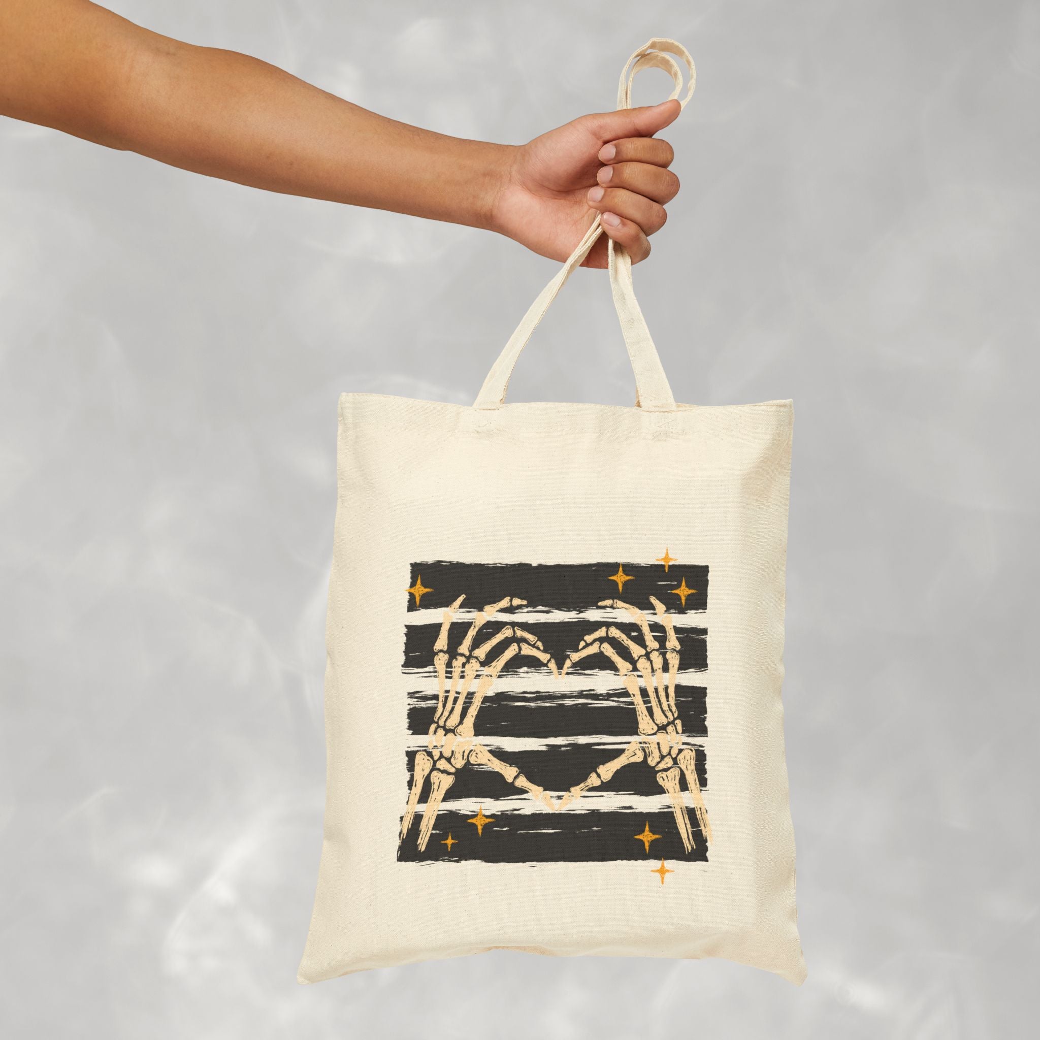 Spooky Skeleton Hands, Cute Halloween Double-Sided Cotton Canvas Tote Bag