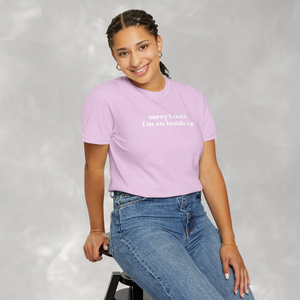 Sorry I Can't I'm an Inside Cat, Funny Cat Lover Comfort Colors Unisex Garment-Dyed T-shirt