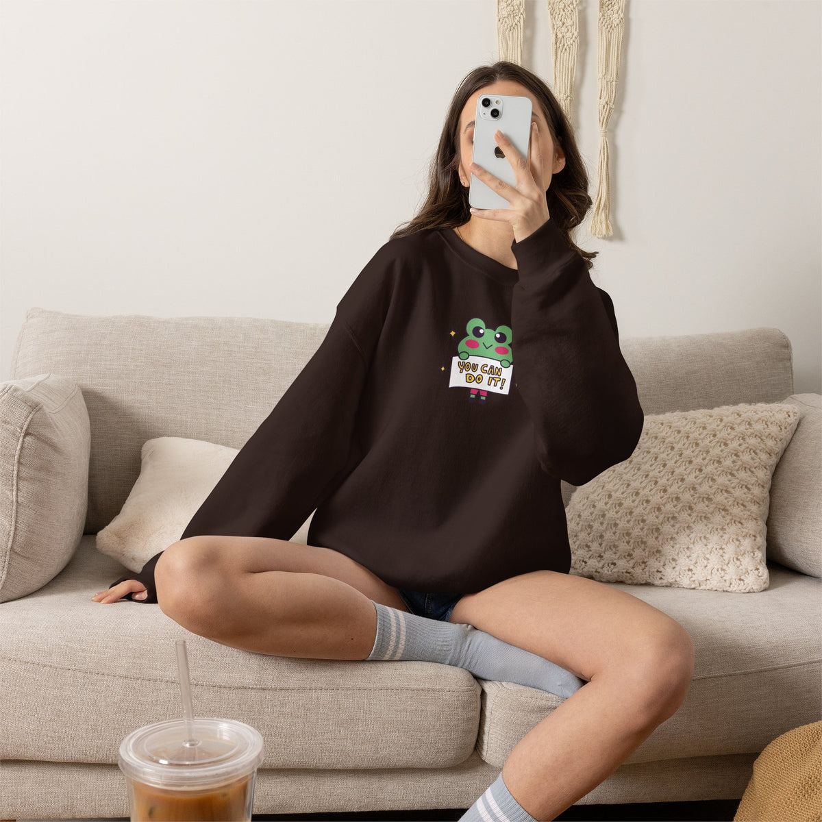 You Can Do It, Cute Motivational Frog Unisex Heavy Blend™ Crewneck Sweatshirt for OT, PT, Speech Therapist