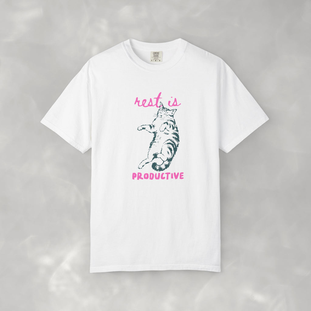 Rest Is Productive, Cute, Funny, Cat Lovers Comfort Colors Tee