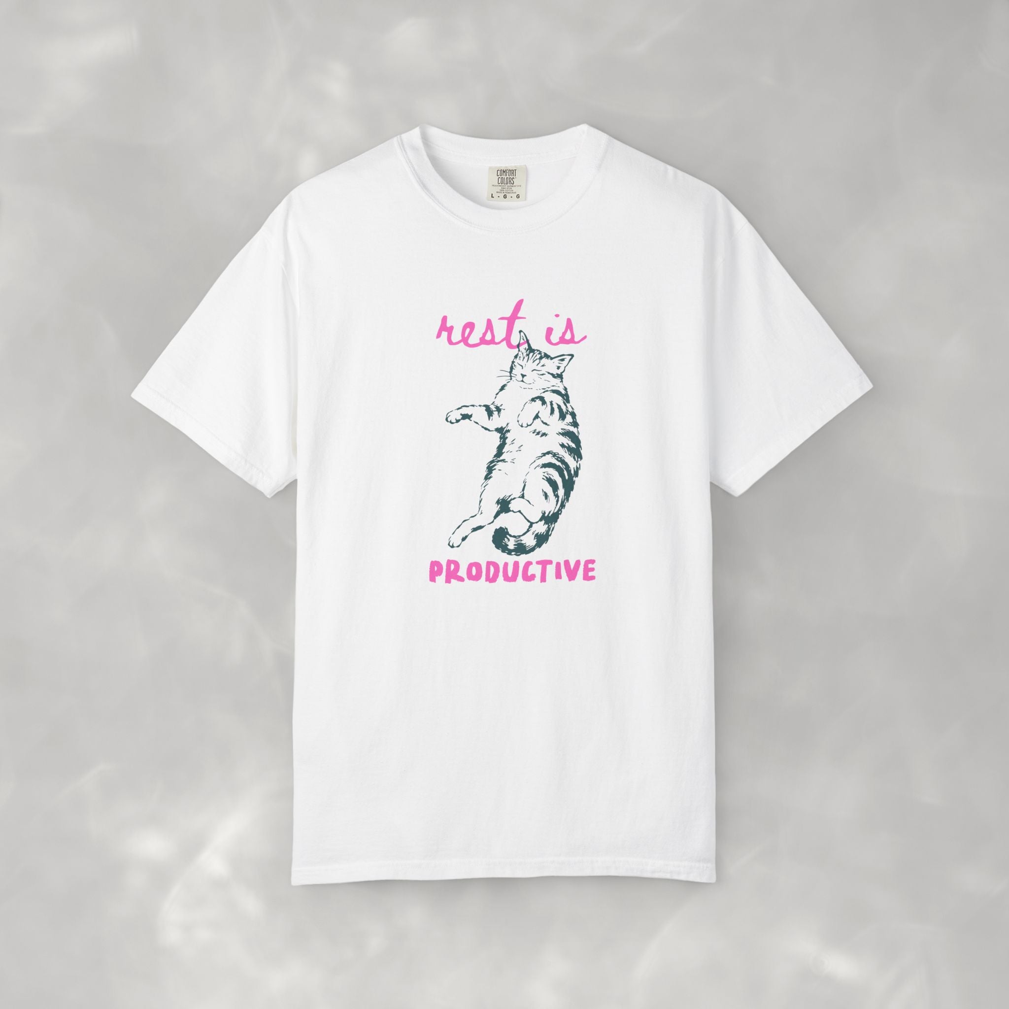 Rest Is Productive, Cute, Funny, Cat Lovers Comfort Colors Tee