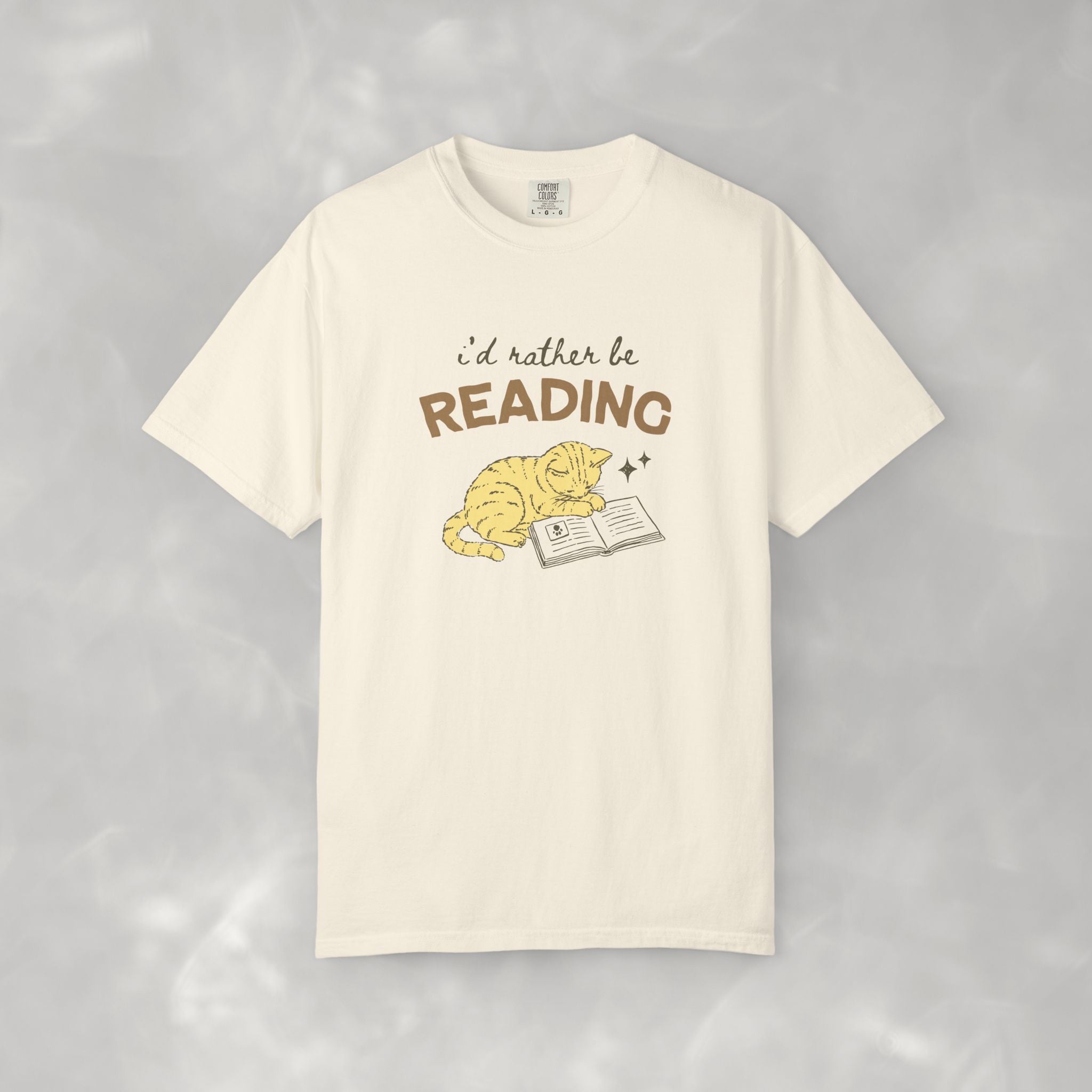 I'd Rather Be Reading, Cat Book Lover Comfort Colors Tee