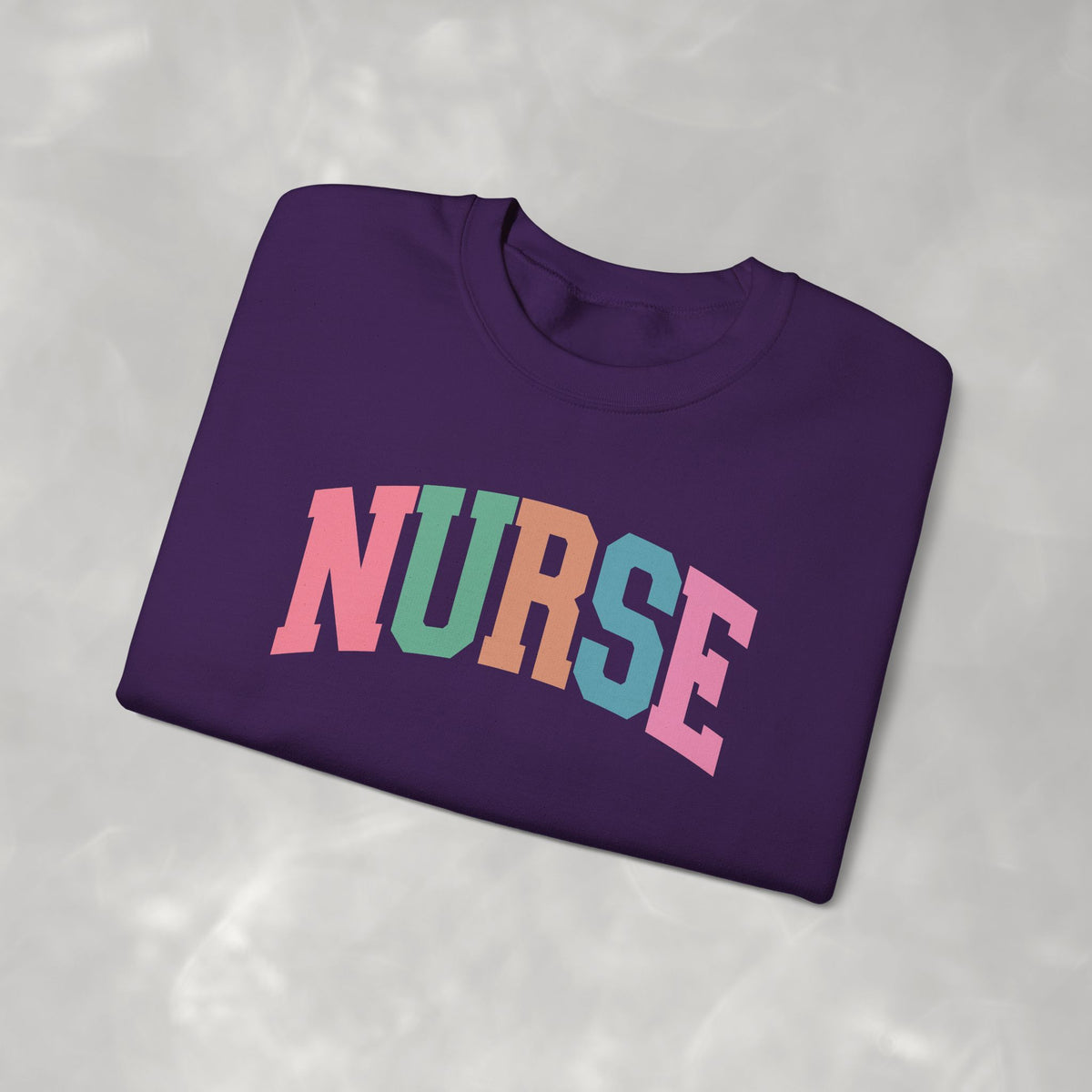 Colorful Fun Whimsical Varsity Nurse Gildan Unisex Heavy Blend™ Crewneck Sweatshirt for RN, LPN, GN, Student Nurse
