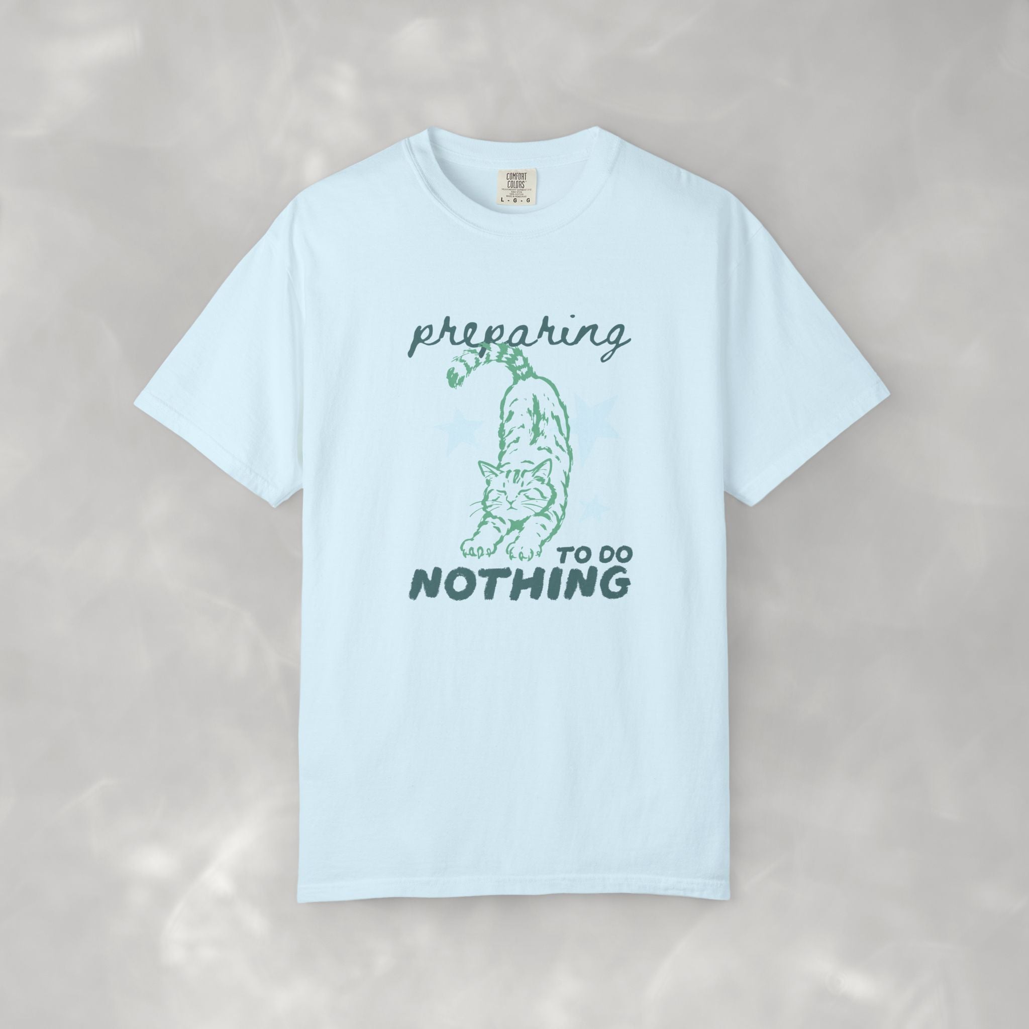 Preparing to do Nothing, Funny, Cute, Cat Lover Comfort Colors Tee
