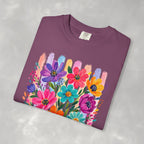 Boho Floral Stripes Comfort Colors Tee
