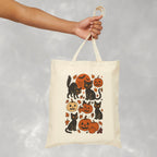 Spooky Black Cats and Jack-O-Lanterns Double-Sided Cotton Canvas Tote Bag