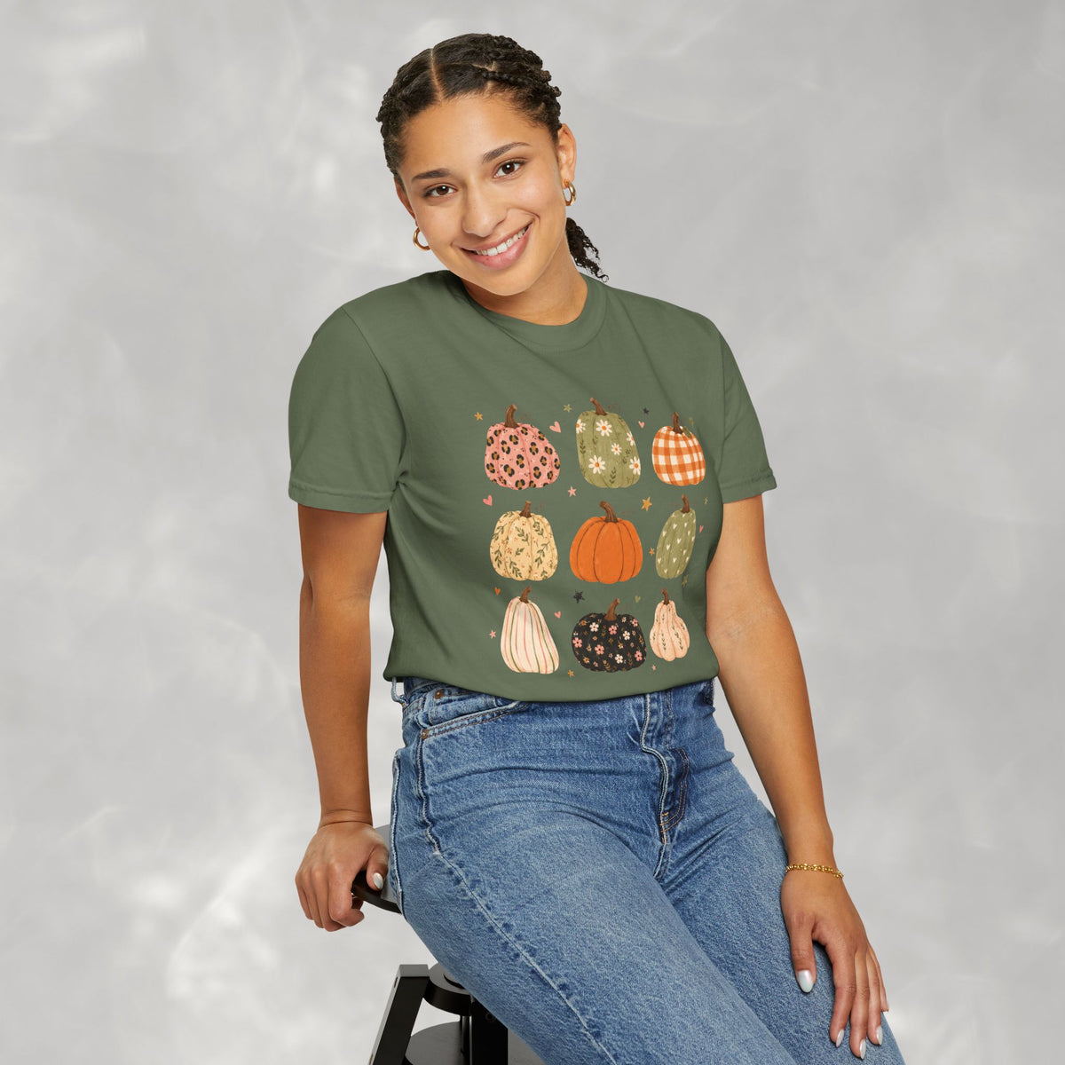 Whimsical Autumn Pumpkins Comfort Color Garment-Dyed T-shirt for Fall, Thanksgiving