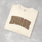 Leopard Print Varsity Nurse Comfort Colors Garment-Dyed T-shirt for RN, LPN, GN, Student Nurse