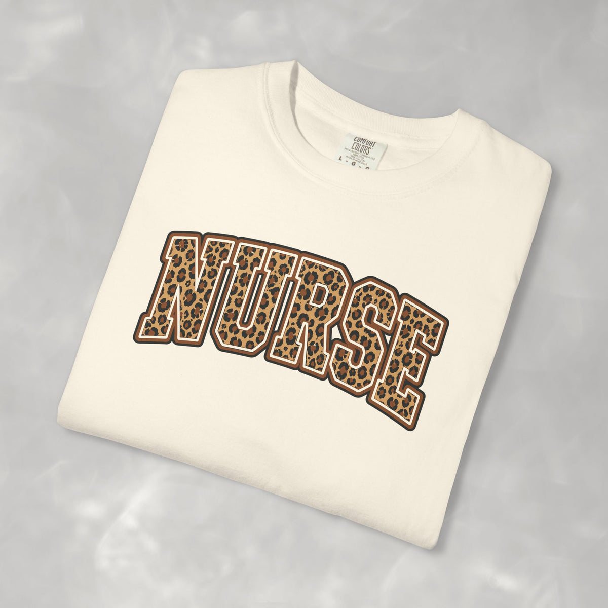 Leopard Print Varsity Nurse Comfort Colors Garment-Dyed T-shirt for RN, LPN, GN, Student Nurse