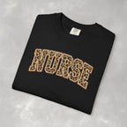 Leopard Print Varsity Nurse Comfort Colors Garment-Dyed T-shirt for RN, LPN, GN, Student Nurse