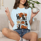 Spooky Black Cats and Jack-O-Lanterns, Unisex Comfort Colors Tee