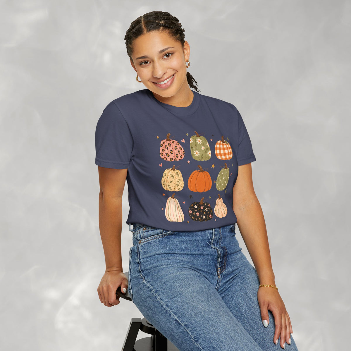 Whimsical Autumn Pumpkins Comfort Color Garment-Dyed T-shirt for Fall, Thanksgiving