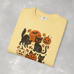 Spooky Black Cats and Jack-O-Lanterns, Unisex Comfort Colors Tee