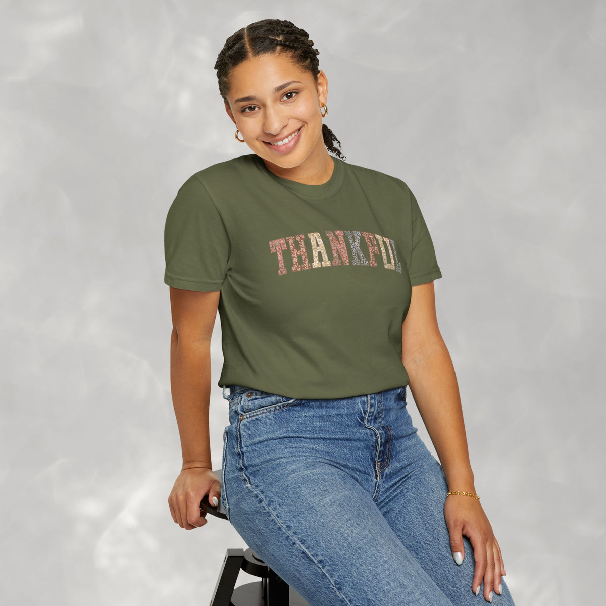 Boho Cute Thankful Comfort Colors Garment-Dyed T-shirt for Thanksgiving