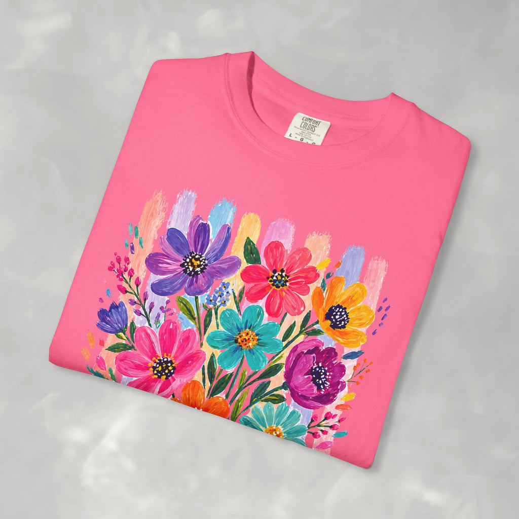 Boho Floral Stripes Comfort Colors Tee