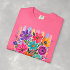 Boho Floral Stripes Comfort Colors Tee