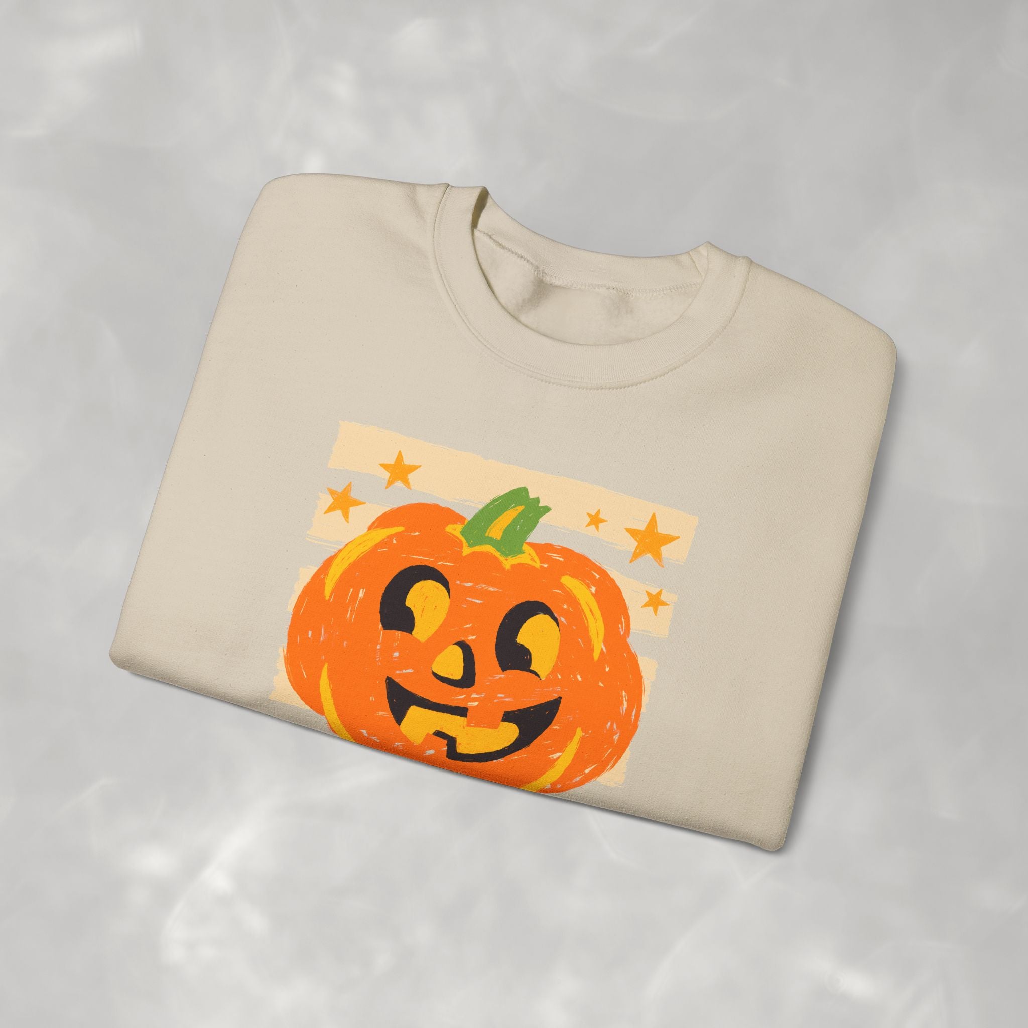 Happy Jack-O-Lantern, Striped Halloween Unisex Heavy Blend™ Crewneck Sweatshirt