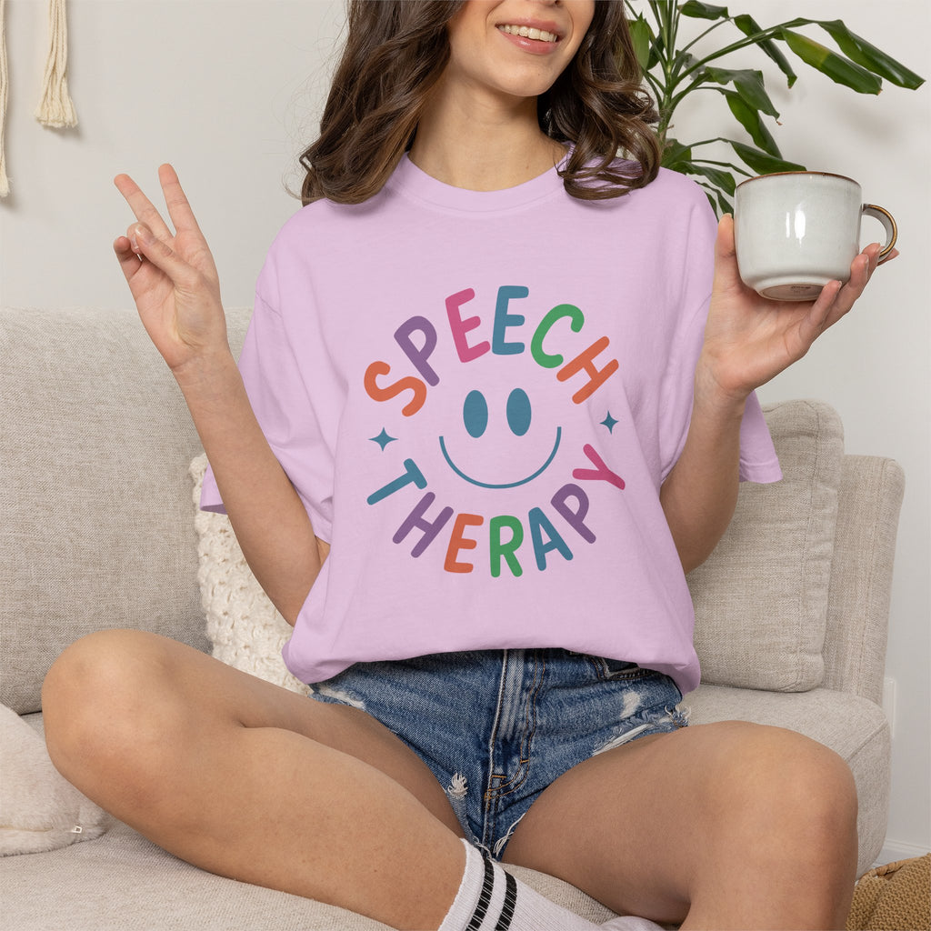 Speech Therapy, Cute Playful Smile, SLP, SLPA Comfort Colors Tee
