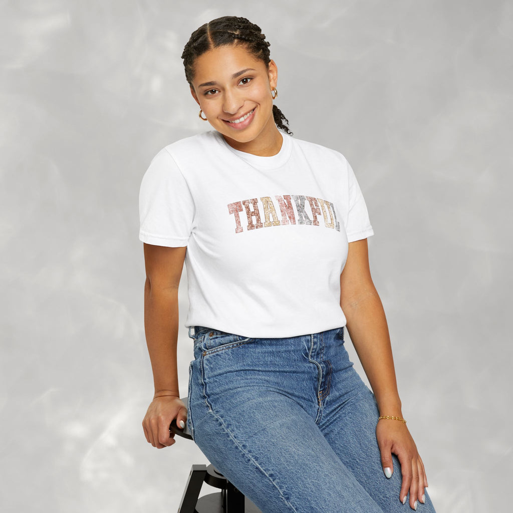 Boho Cute Thankful Comfort Colors Garment-Dyed T-shirt for Thanksgiving