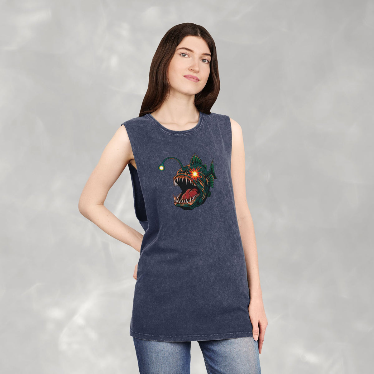 Short Fuse, Angler Fish Questionable Concepts Unisex Stonewash Tank Top